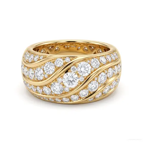 A band where three waves of diamonds roll through gold: light in motion.